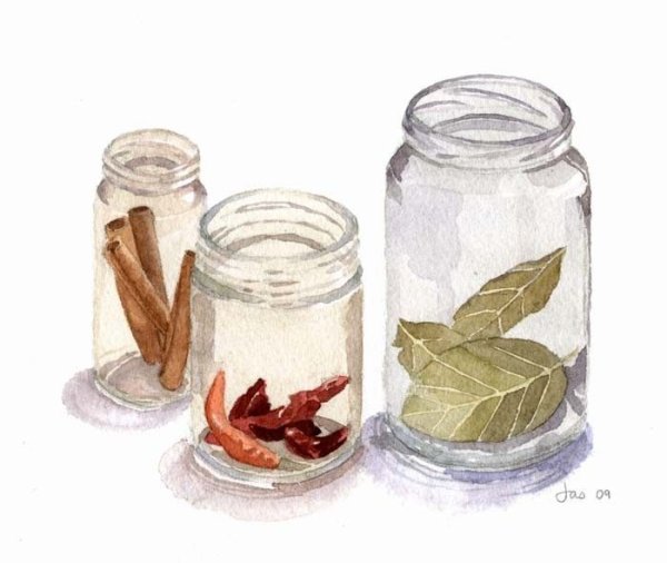 Стеклянная банка акварелью