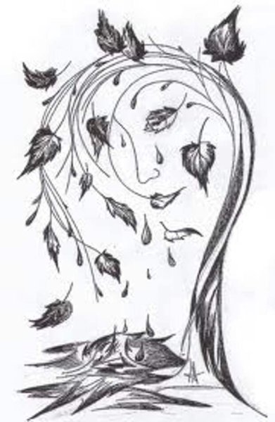 Девушка осень рисунок карандашом