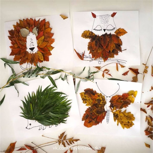 Композиция из засушенных листьев