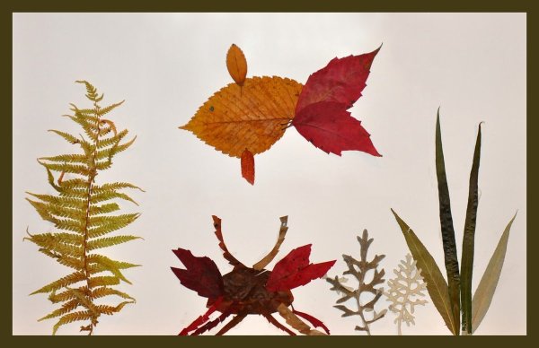 Открытка из сухих листьев