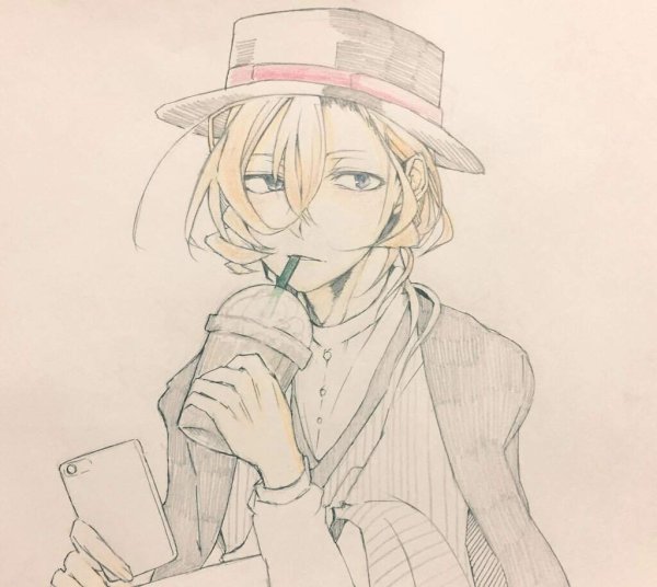 Чуя Накахара Великий из бродячих псов для срисовки