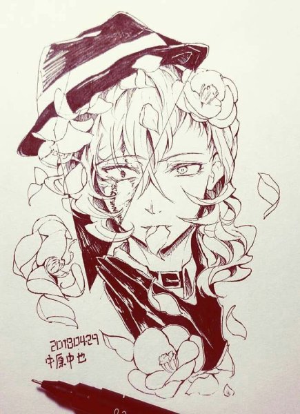 Чуя Накахара чёрно белый