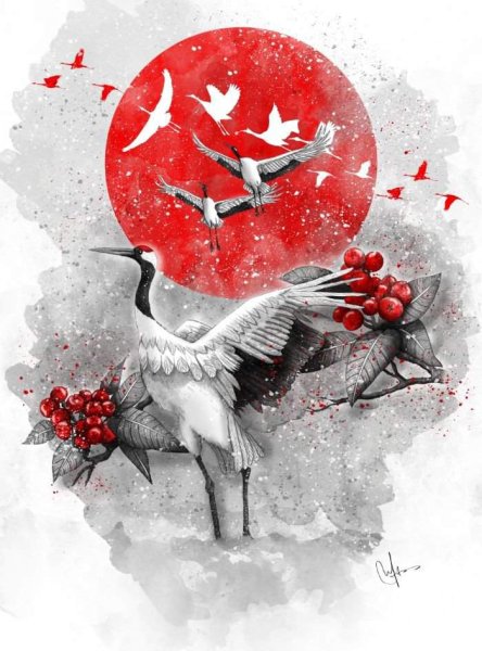 Журавль Цуру тату