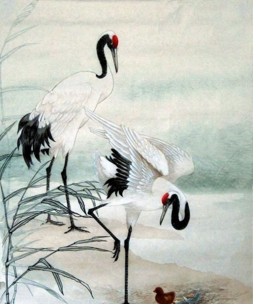 Журавл живопись Япония