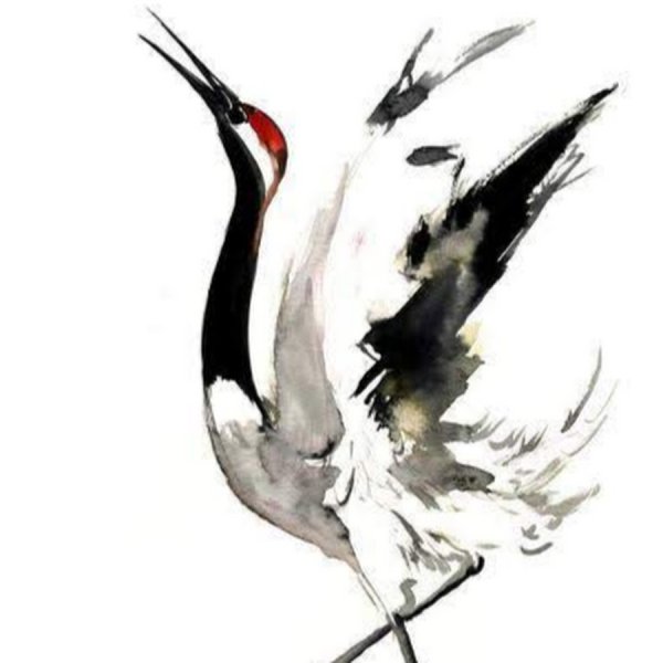 Китайская живопись тушью журавль