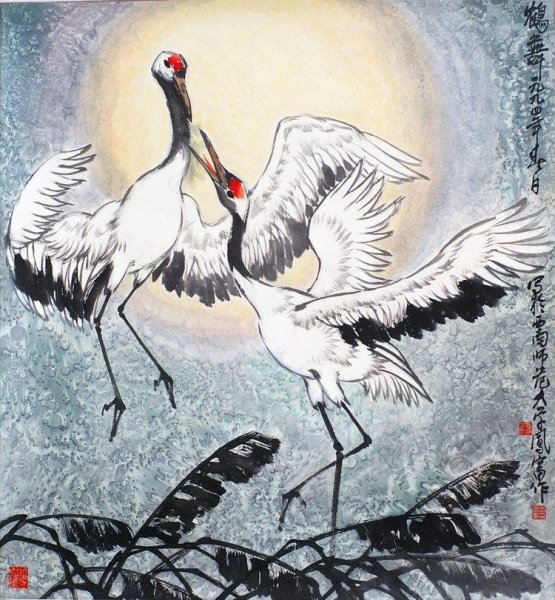 Японские Журавли чернилами