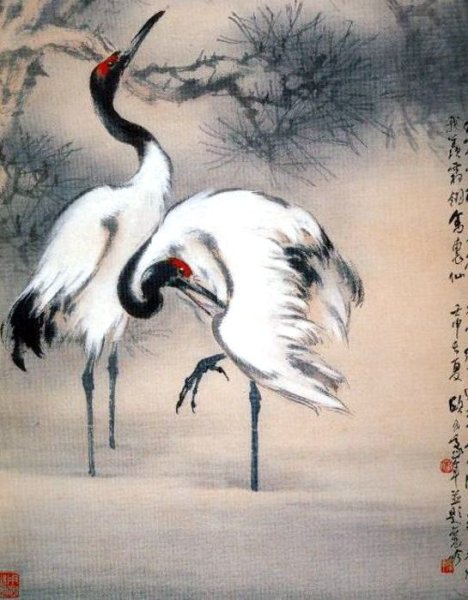 Журавли японская живопись китайская живопись
