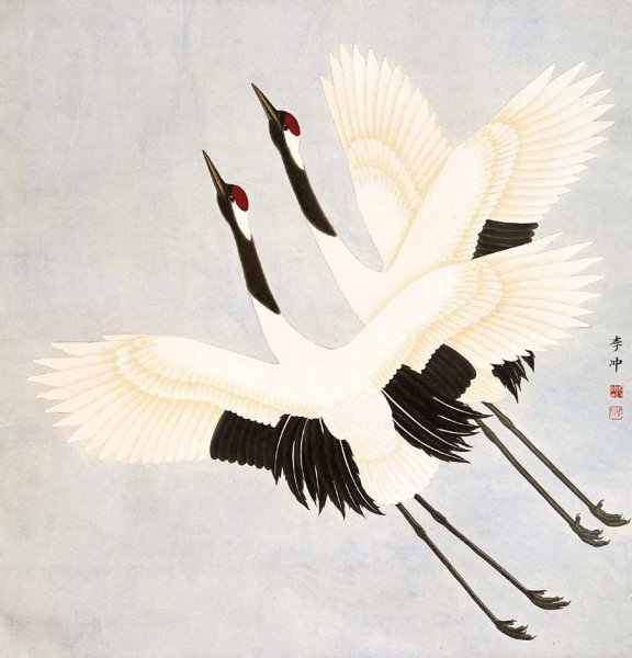 Аист в японской живописи