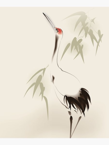 Журавль китайская живопись каллиграфия