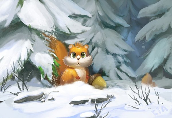 Зимние звери мультяшная