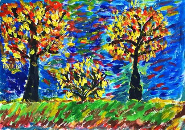 Рисование осенний листопад