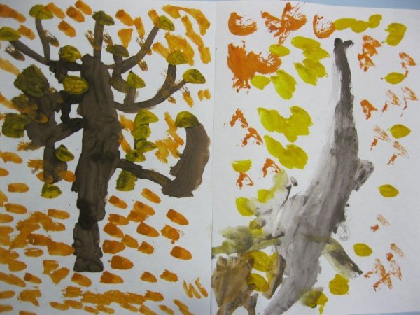 Осенний листопад методом примакивания