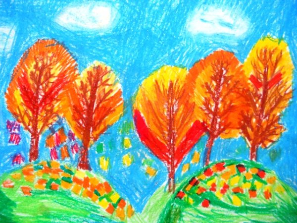 Рисование для детей осенний листопад