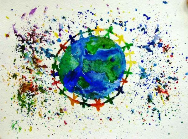 Разноцветная Планета рисунок