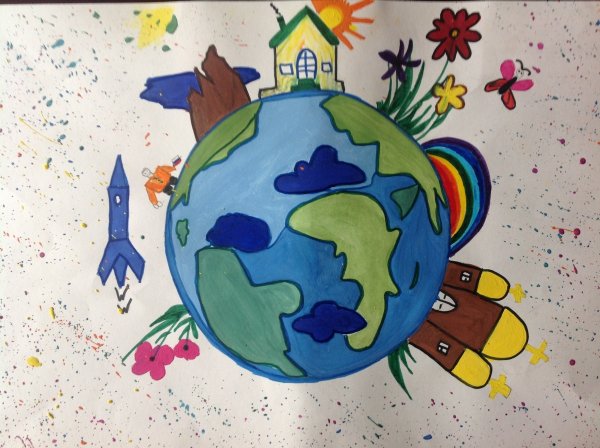 Разноцветная Планета рисунок