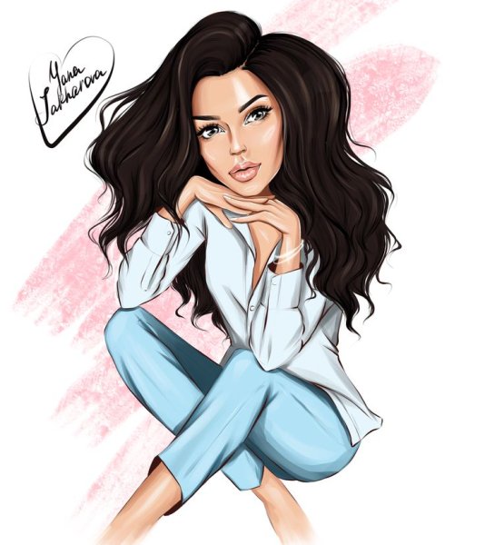 Красивая мультяшная брюнетка