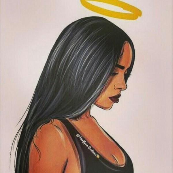 Картинка девушка брюнетка нарисованная