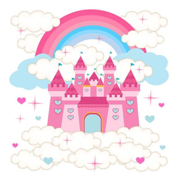 Сказочный замок принцессы на белом фоне