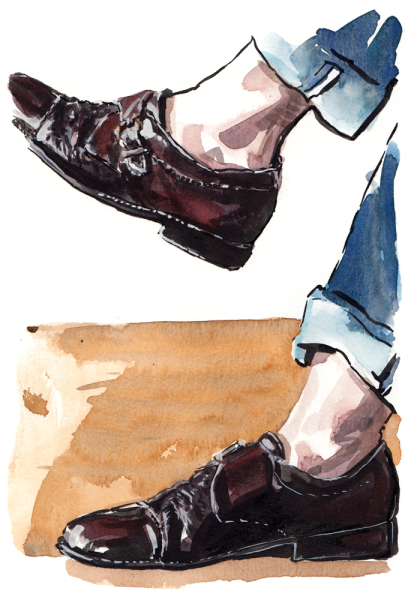 Мужская обувь акварель