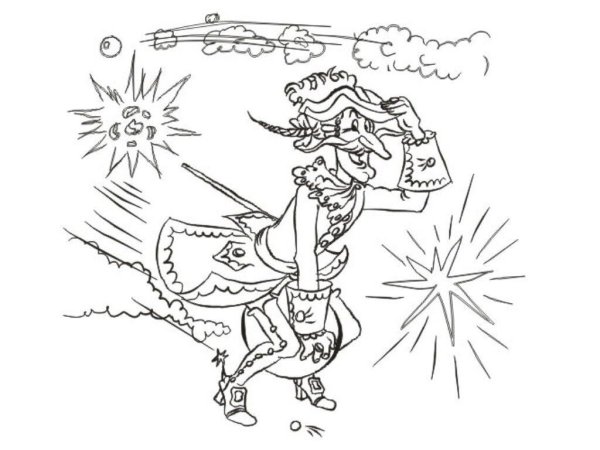 Барон Мюнхгаузен раскраска