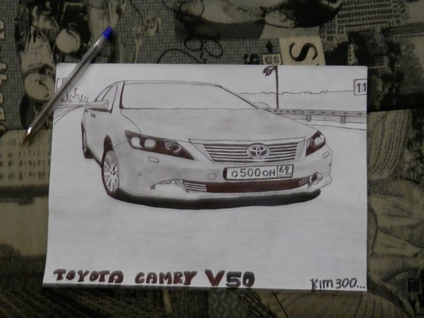 Toyota Camry 55 сбоку нарисованная