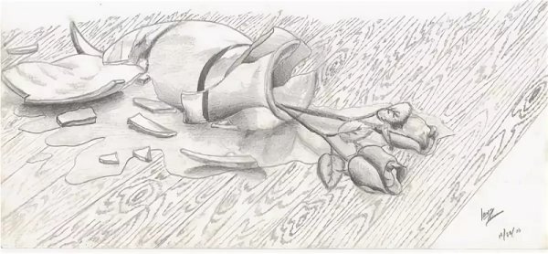 Рисунок разбитой вазы карандашом