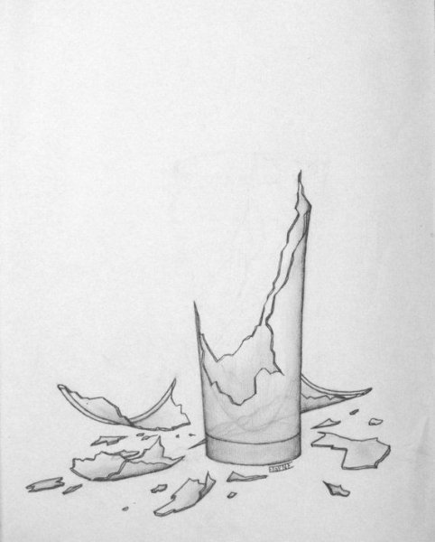 Рисунок разбитой вазы карандашом
