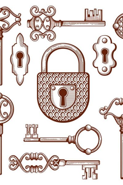 Трафарет замок и ключ
