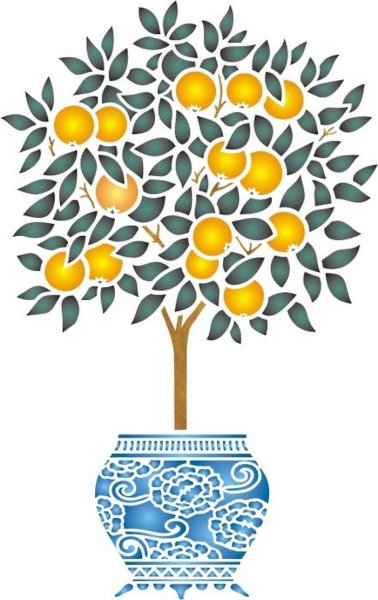 Трафарет апельсинового дерева