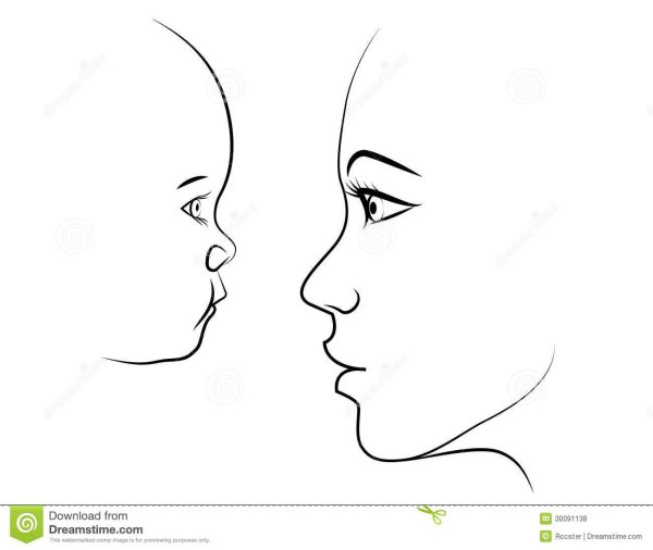 Детское лицо в профиль карандашом