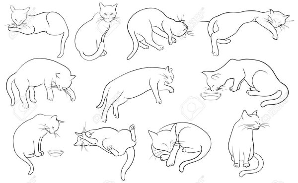 Кот лежит рисунок