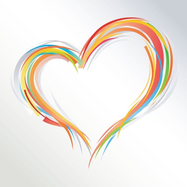 Радужное сердце на прозрачном фоне