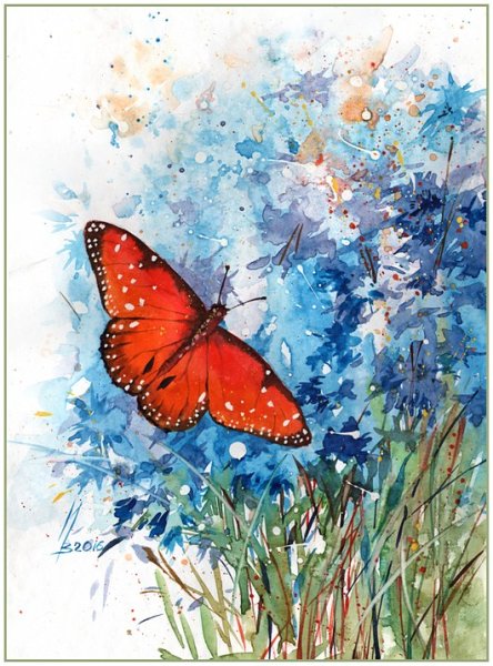 Бабочки живопись акварелью