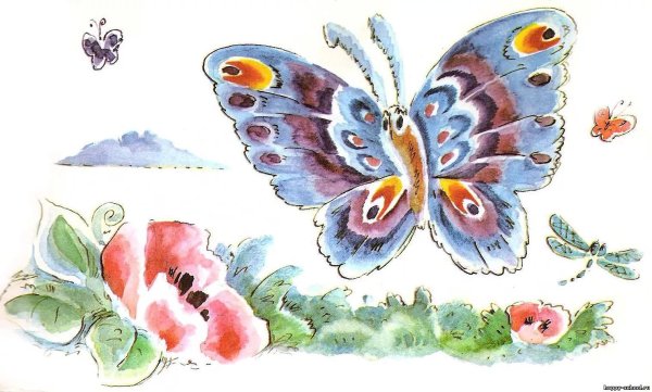 Бабочка на цветке рисунок для детей