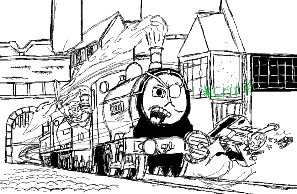 Паровозик Томас страшный раскраска