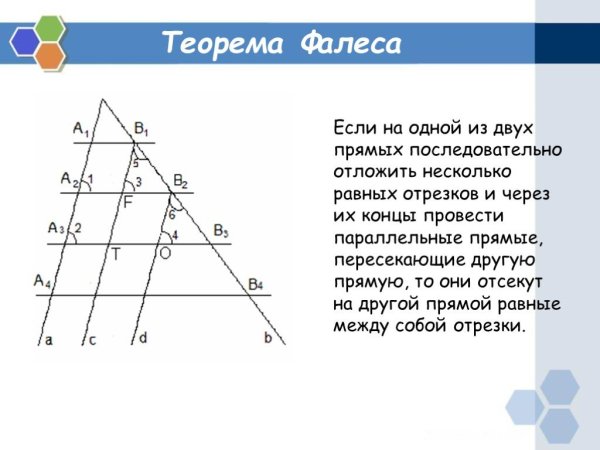 Теорема Фалеса формулировка 8 класс
