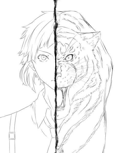 Раскраски аниме бродячие псы Атсуши