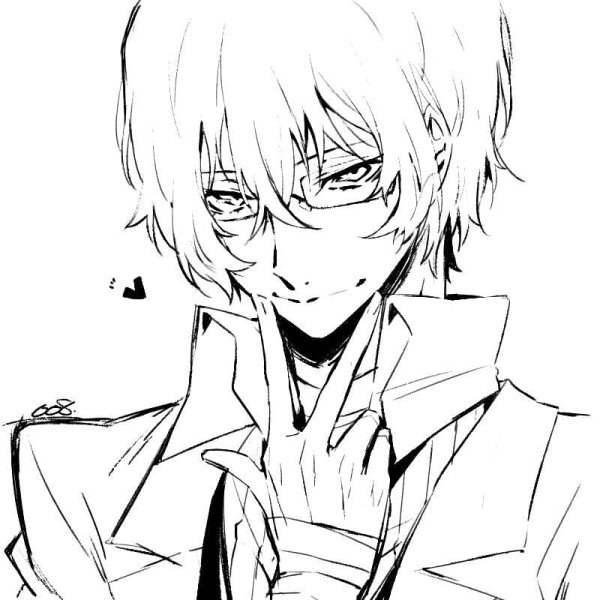 Дазай из бродячих псов черно белый