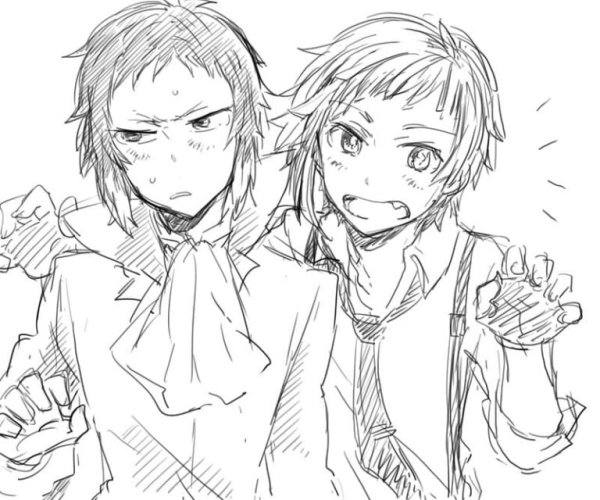 Ацуши и Акутагава раскраска