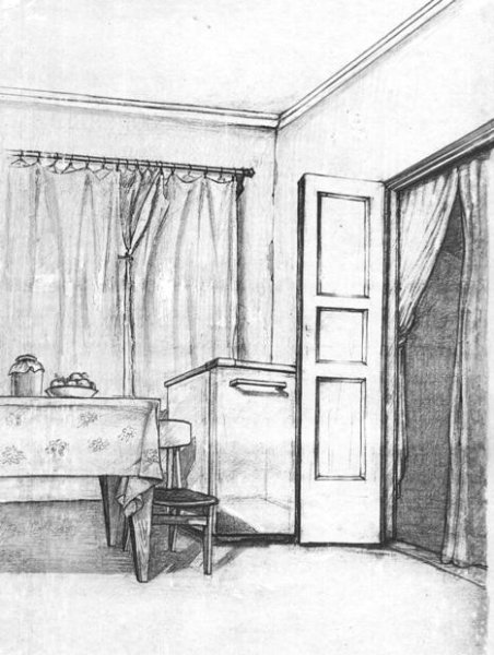 Зарисовка интерьера комнаты