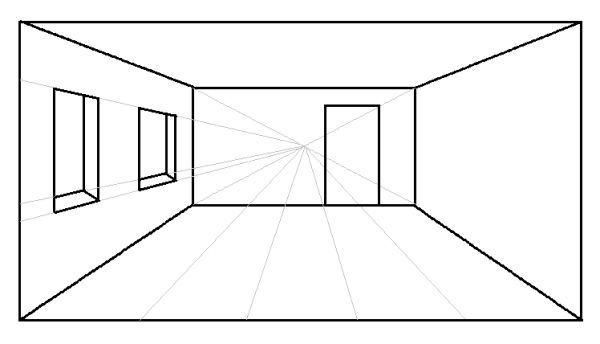 Перспектива комнаты вид сверху сбоку