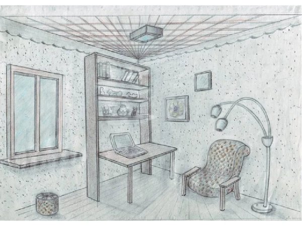 Рисование интерьера комнаты