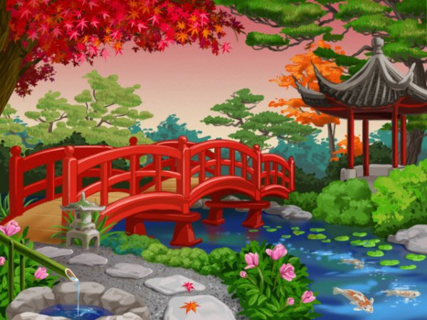 Нарисовать японский сад