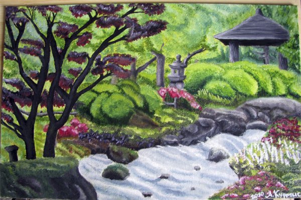 Японский сад эскиз