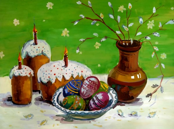 Художник Андрияки Пасхальный натюрморт