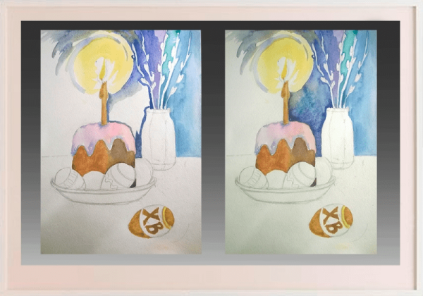 Пасхальный натюрморт акварелью