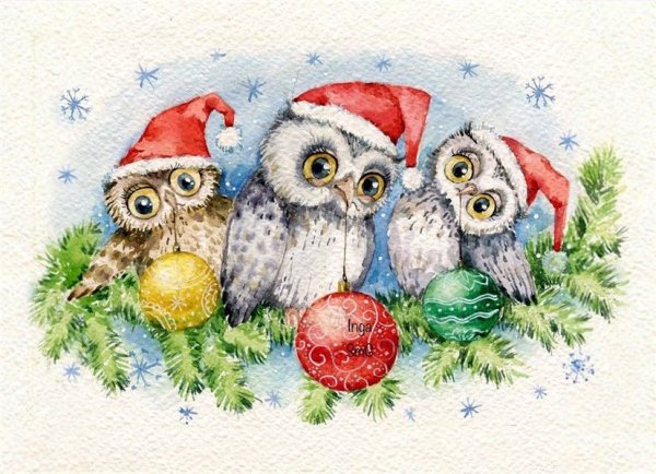 Новогодняя открытка с совой