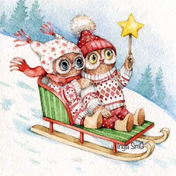 Новогодняя открытка с совой