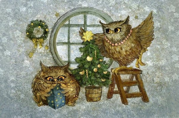 Совенок в новогодней шапке