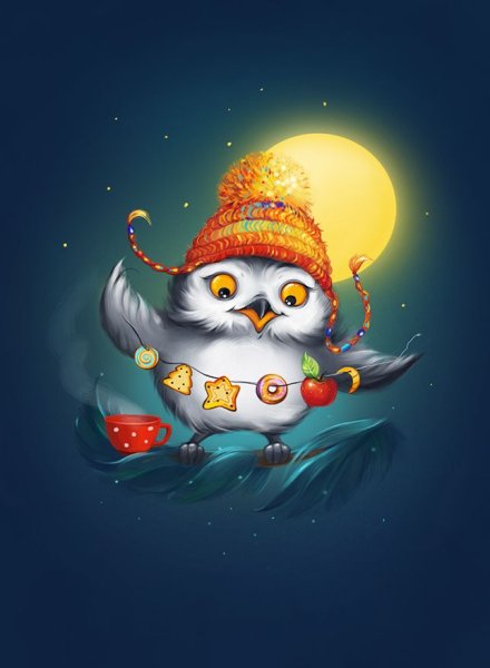 Совушки в шапочках новогодний